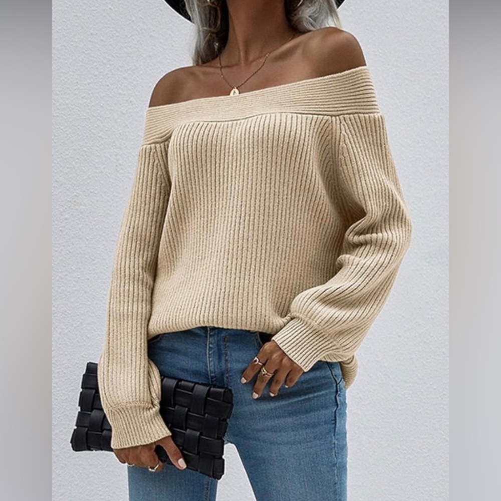 KIRUNDO WOMENS OFF SHOULDER RIBBED SWEATER BLUE SIZE LG NEW - Picture 8 of 9